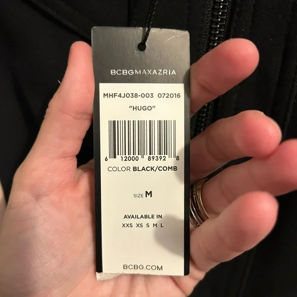 NWY BCBG MAXAZRIA Hugo cropped moto jacket color blocked pink black medium - Picture 3 of 6